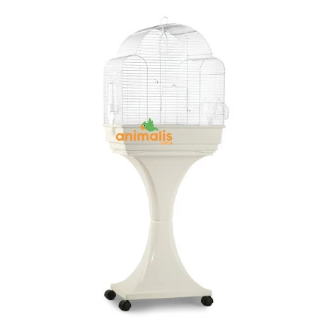 Domus Molinari Cage Oiseaux "Aurora" Blanche Avec Support Sur Roulettes - 51x35x129cm 1 Domus Molinari Cage Oiseaux "Aurora" Blanche Avec Support Sur Roulettes - 51x35x129cm