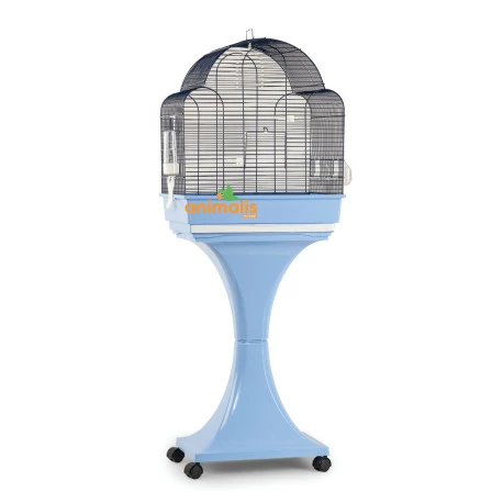 Domus Molinari Cage Oiseaux "Aurora" Bleue Avec Support Sur Roulettes - 51x35x129cm 1 Domus Molinari Cage Oiseaux "Aurora" Bleue Avec Support Sur Roulettes - 51x35x129cm