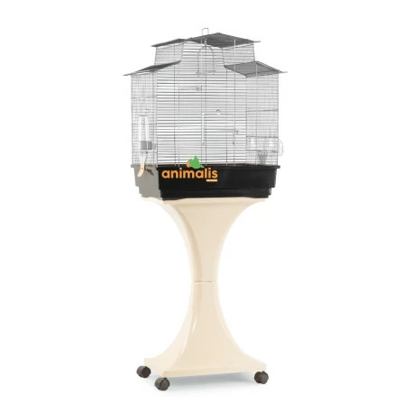 Domus Molinari Cage Oiseaux "Giada" Argentée Avec Support Sur Roulettes - 56x38x134cm 1 Domus Molinari Cage Oiseaux "Giada" Argentée Avec Support Sur Roulettes - 56x38x134cm