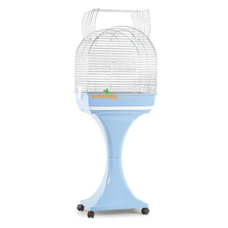 Domus Molinari Cage Oiseaux "Monica" Chromée Avec Support Sur Roulettes Bleu - 51x35x129cm 1 Domus Molinari Cage Oiseaux "Monica" Chromée Avec Support Sur Roulettes Bleu - 51x35x129cm