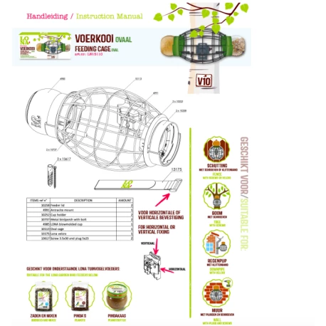Mangeoire Lona "Voerkooi V10" - Vert - 32x15cm 2 Mangeoire Lona "Voerkooi V10" - Vert - 32x15cm - Image 2