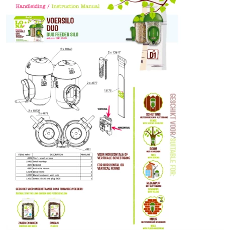 Mangeoire Lona "Voersilo D1 Duo" - Vert 2 Mangeoire Lona "Voersilo D1 Duo" - Vert - Image 2