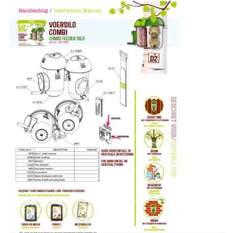 Mangeoire Lona "Voersilo D2 Combi" - Vert 2 Mangeoire Lona "Voersilo D2 Combi" - Vert - Image 2